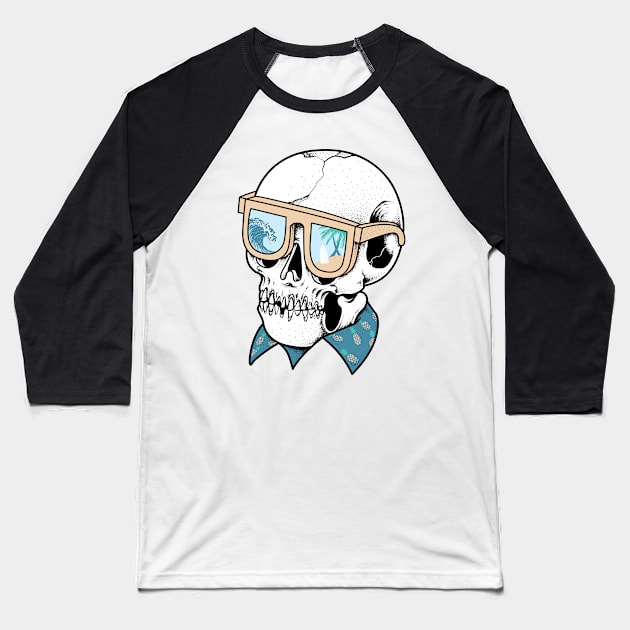 Skull Holiday Baseball T-Shirt by quilimo